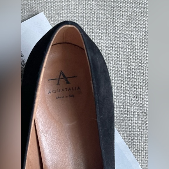 Aquatalia Jill Water Resistant Suede Square Toe Loafer Pumps In Black Size 10 - Picture 5 of 16